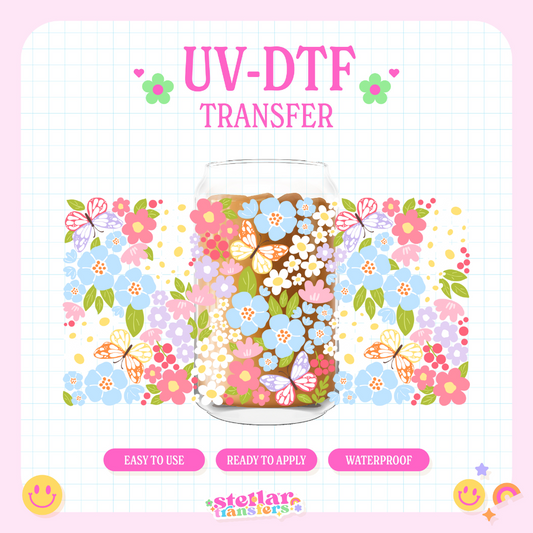 BUTTERFLY FLOWERS - 16 OZ UV DTF