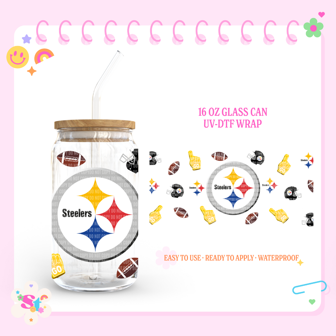 FOOTBALL STEELER- 16 OZ UV DTF WRAP