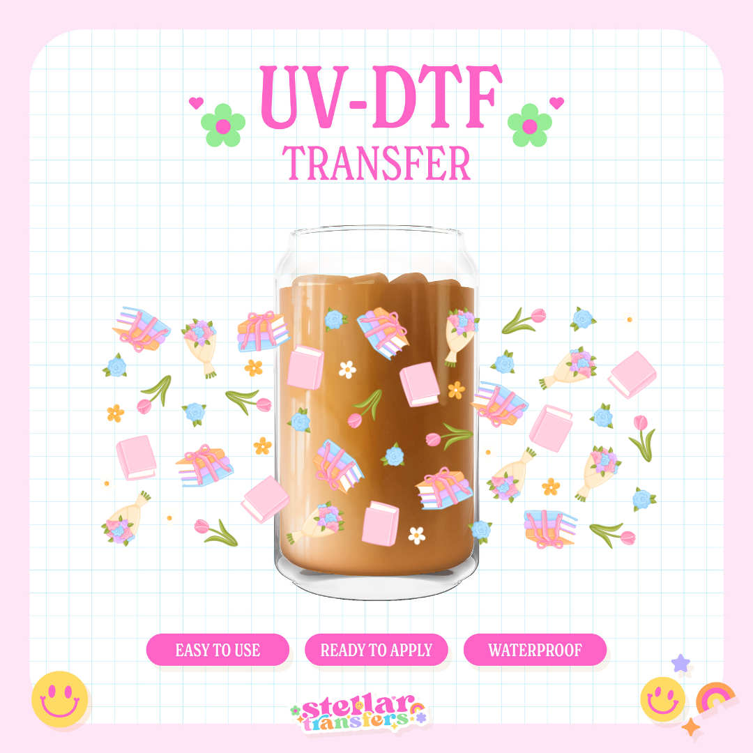 FLOWERS AND BOOKS - 16 OZ UV DTF
