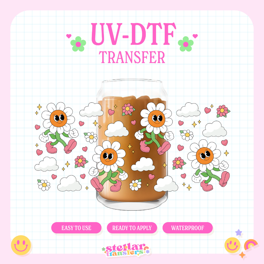HAPPY FLOWERS - 16 OZ UV DTF