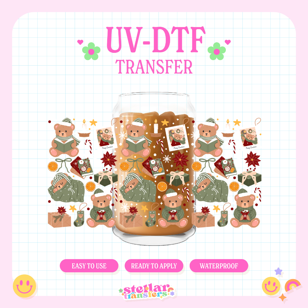 COTTAGECORE CHRISTMAS TEDDY - 16 OZ UV DTF