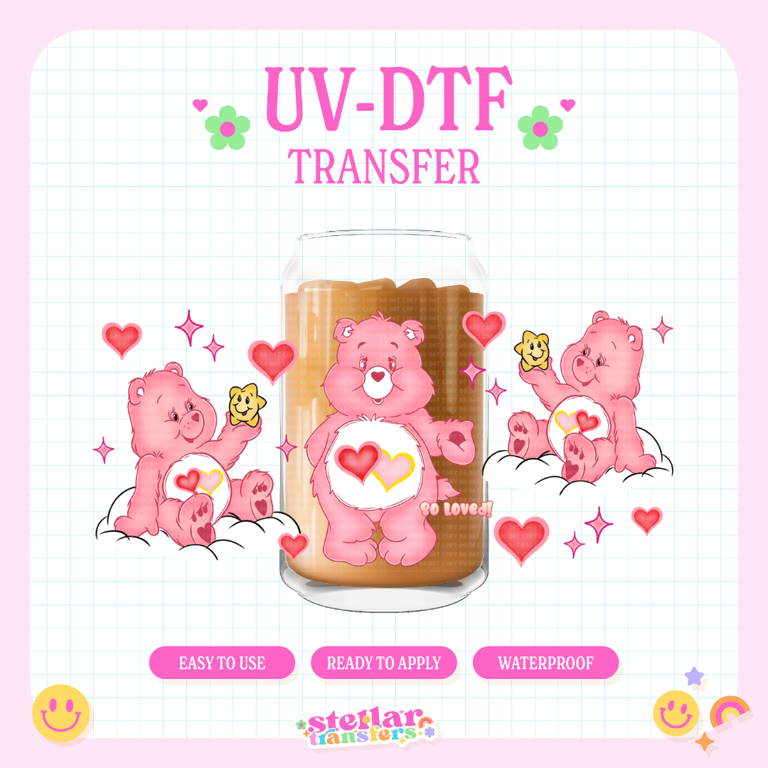 SO LOVED PINK BEAR - 16 OZ UV DTF