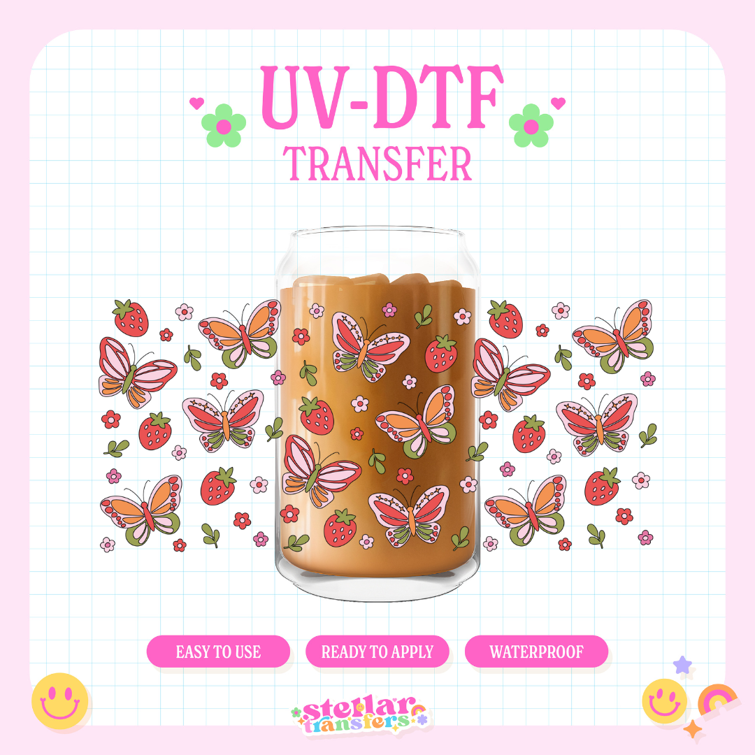 BUTTERFLIES AND BERRIES - 16 OZ UV DTF