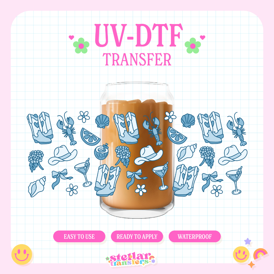 BLUE SUMMER BABE - 16 OZ UV DTF