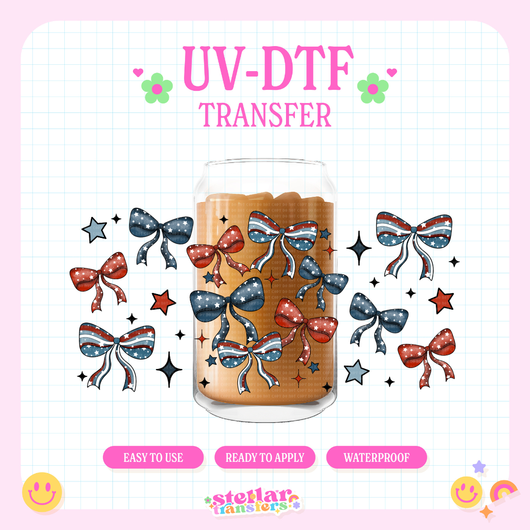 PATRIOTIC BOWS - 16 OZ UV DTF