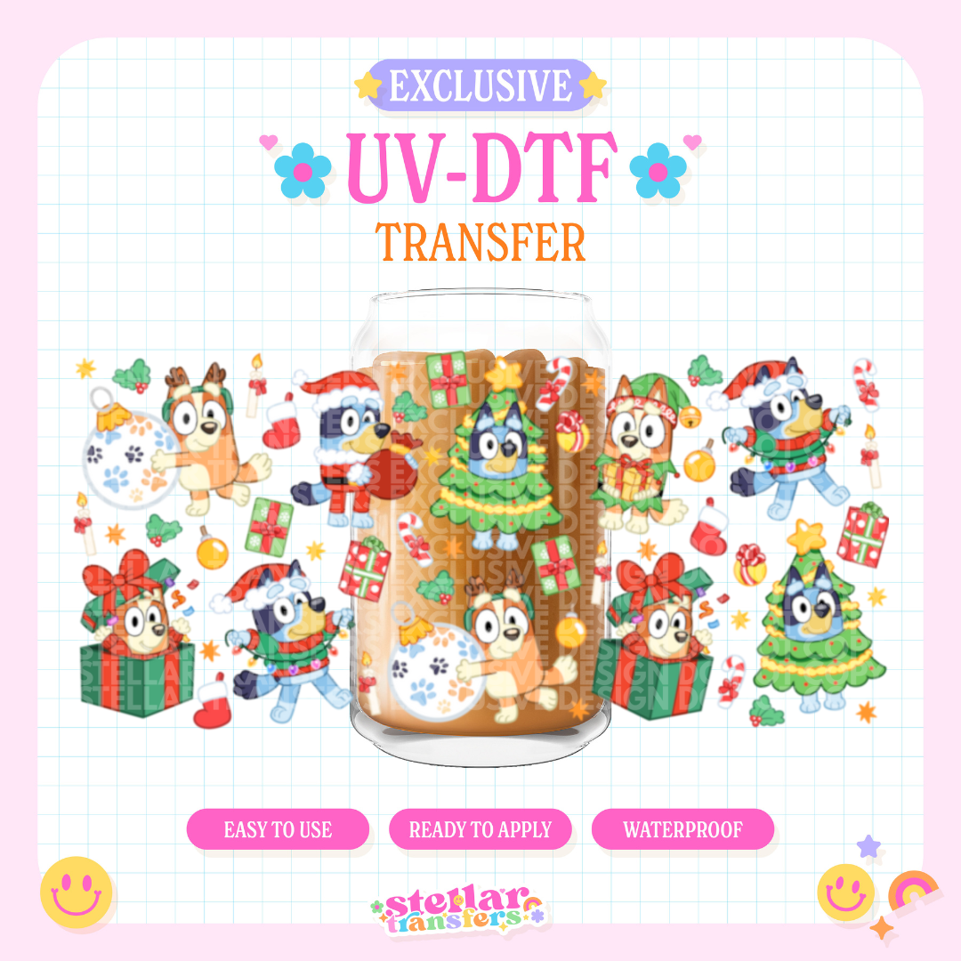 BLUE AND BINGO HOLIDAY FUN EXCLUSIVE - 16 OZ UV DTF