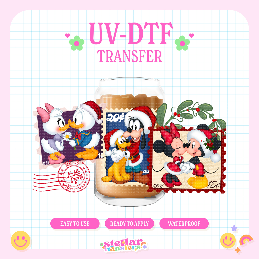 MOUSE FRIENDS XMAS STAMPS - 16 OZ UV DTF