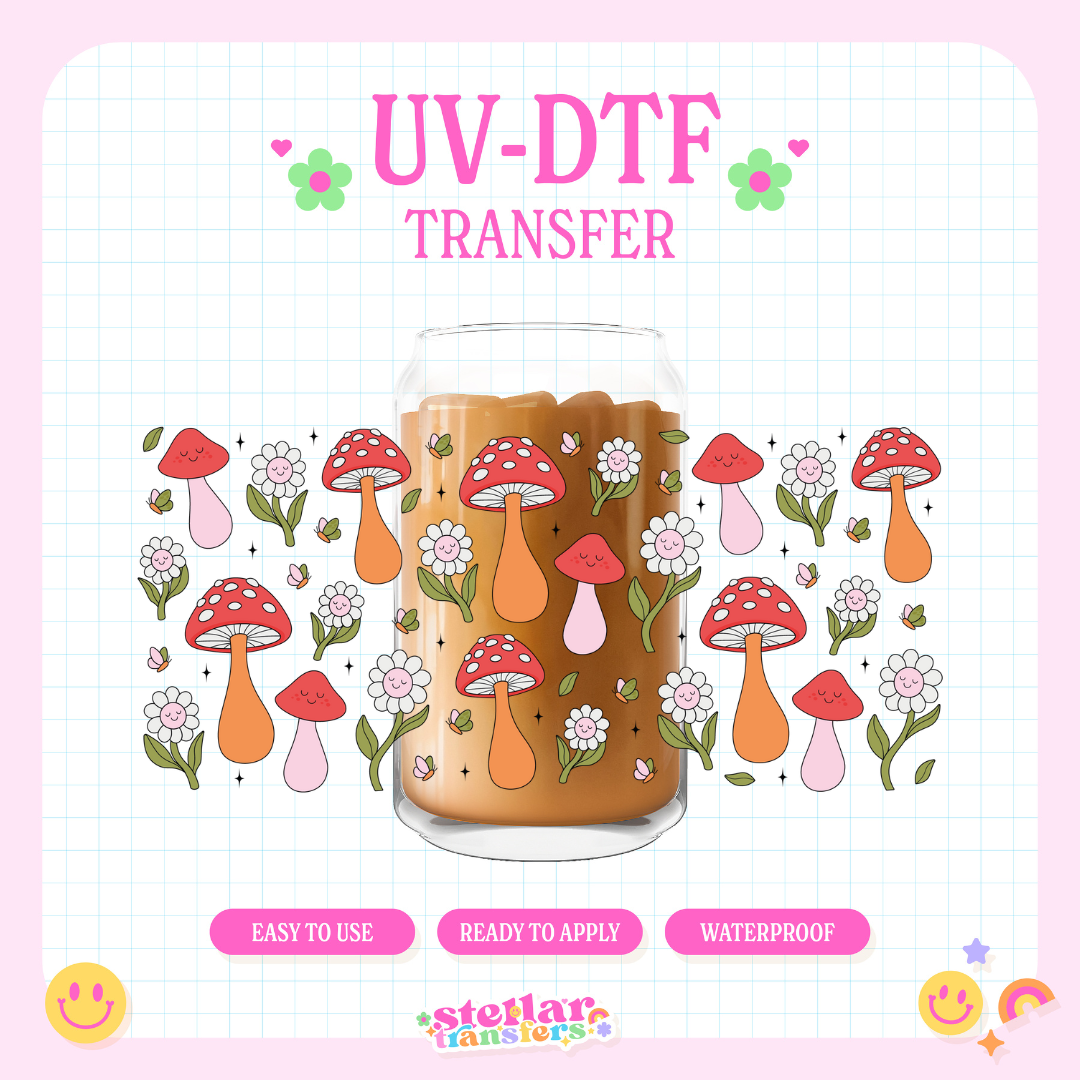 MUSHROOM AND FLOWERS - 16 OZ UV DTF