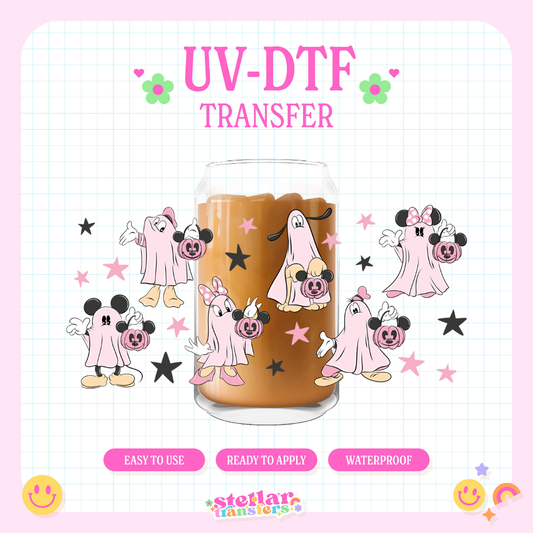PINK GHOST MOUSE FRIENDS - 16 OZ UV DTF
