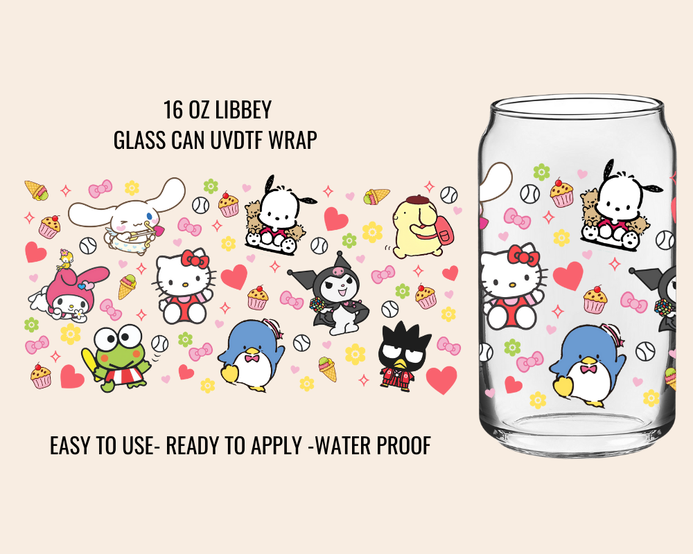 KITTY FRIENDS SNACKS - 16 OZ UV DTF WRAP