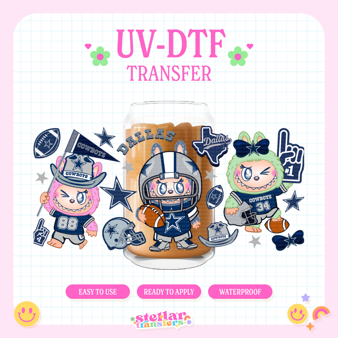DAL FOOTBALL BUBU - 16 OZ UV DTF