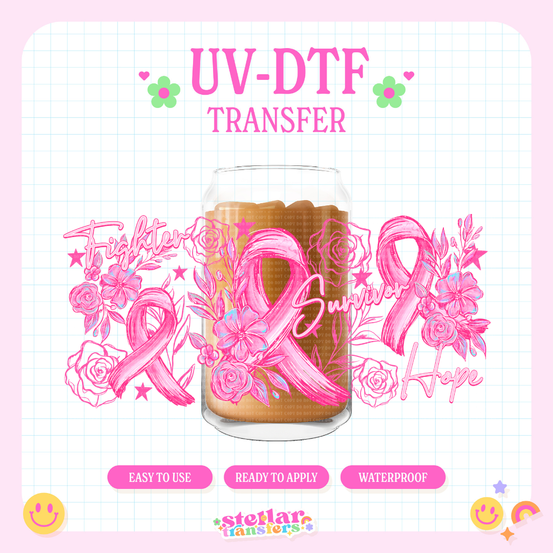 PINK FIGHTER SURVIVOR - 16 OZ UV DTF