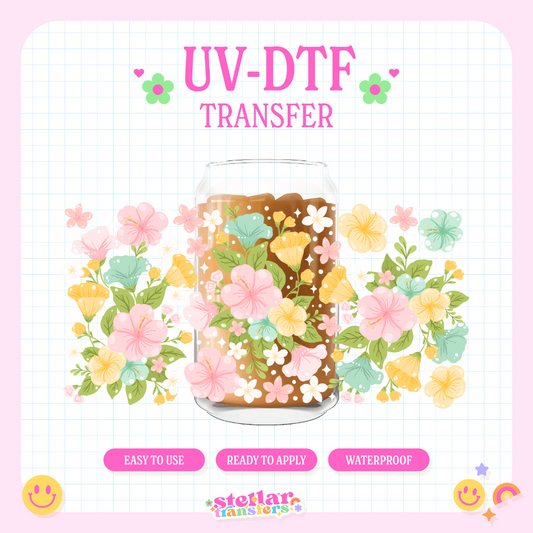 VIBRANT FLOWERS - 16 OZ UV DTF