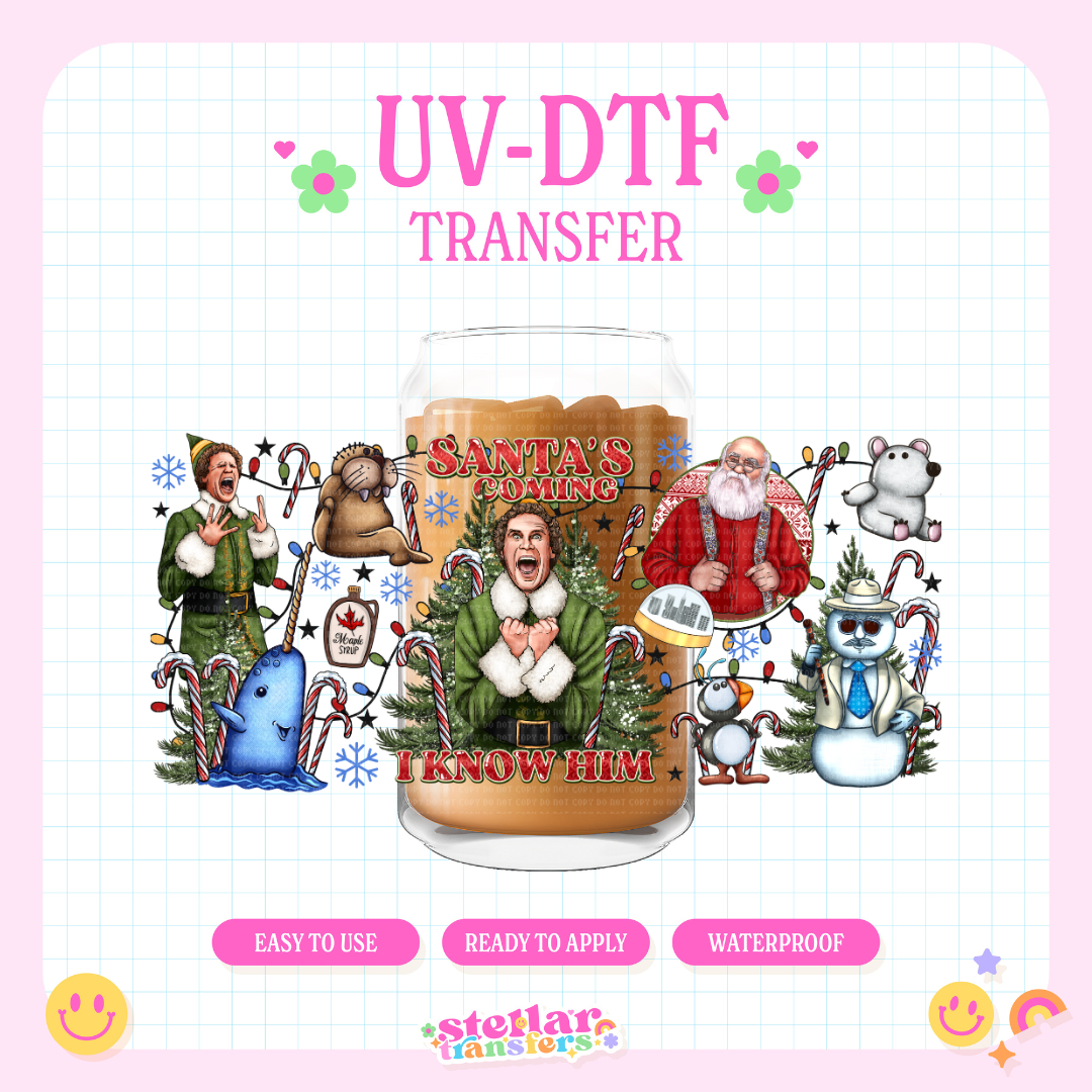 ELF SANTAS COMING - 16 OZ UV DTF
