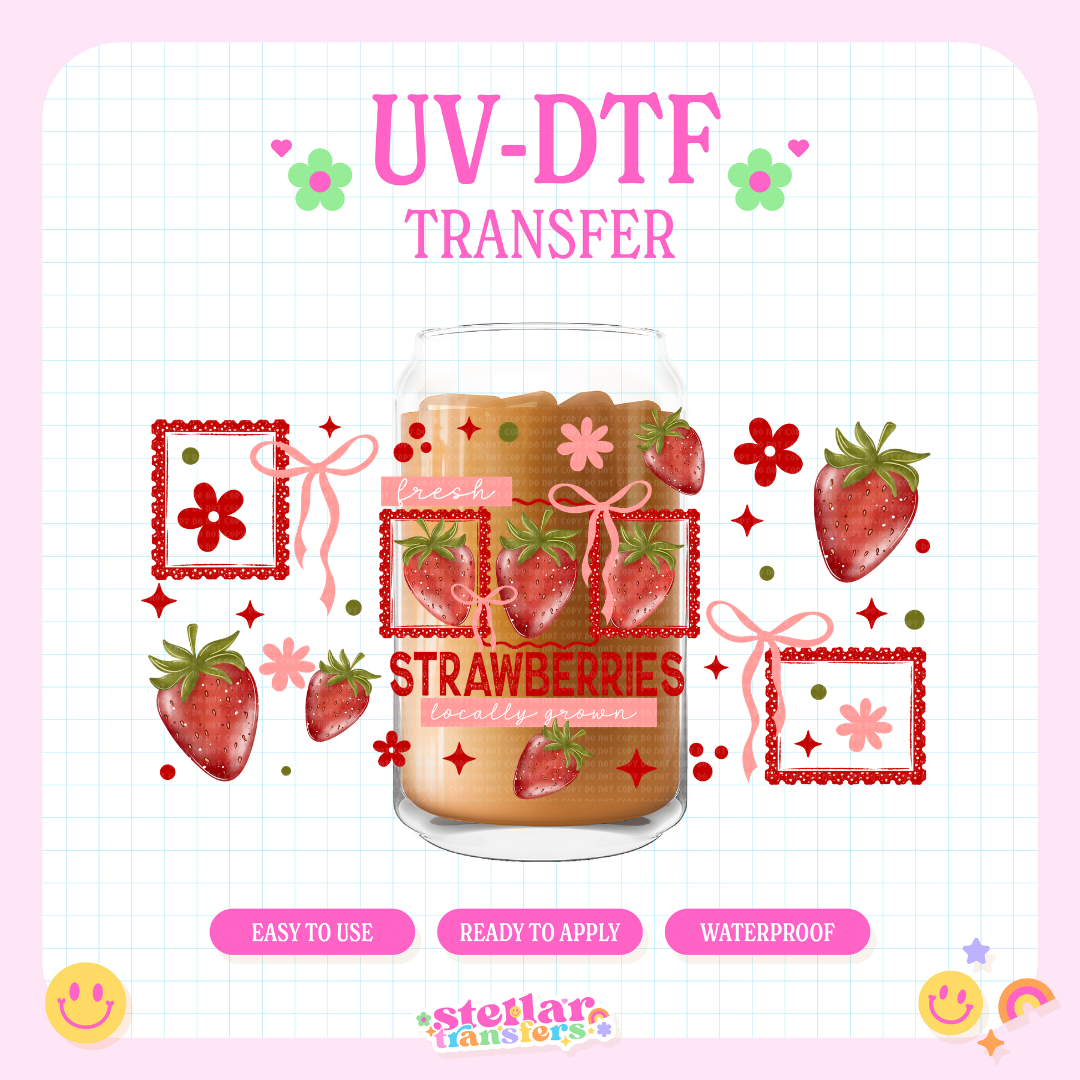 FRESH STRAWBERRIES - 16 OZ UV DTF