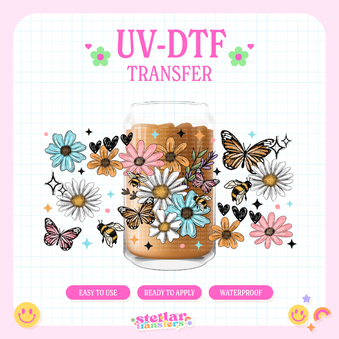 SPRING FLOWERS - 16 OZ UV DTF