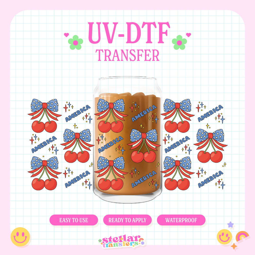 JULY 4TH CHERRY BOWS - 16 OZ UV DTF