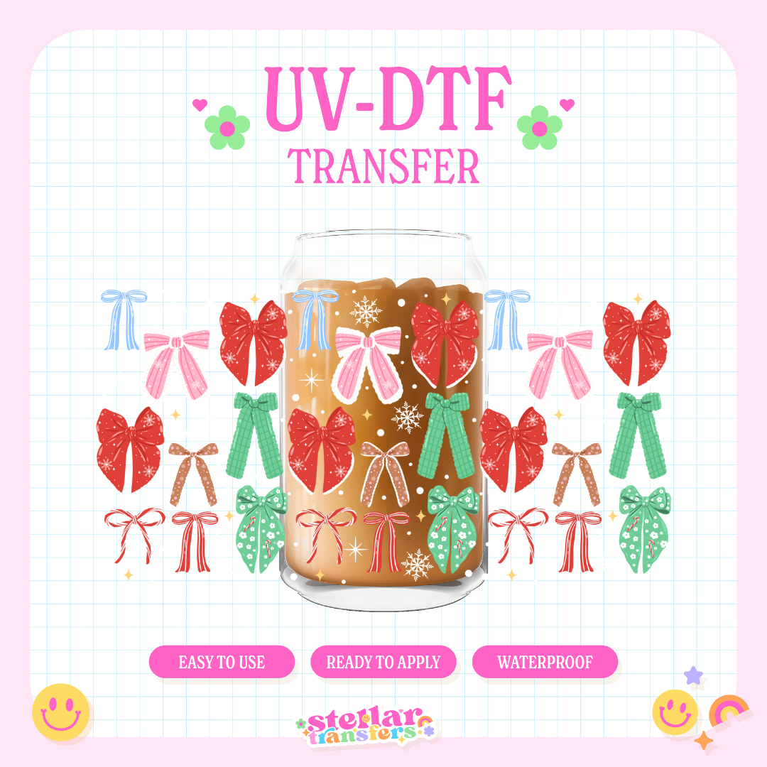 CHRISTMAS BOWS - 16 OZ UV DTF