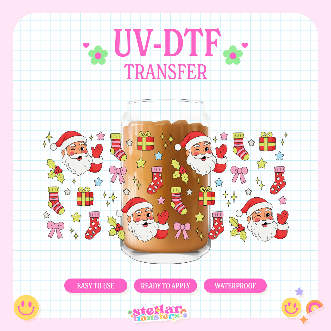 CUTE SANTA DOODLES - 16 OZ UV DTF