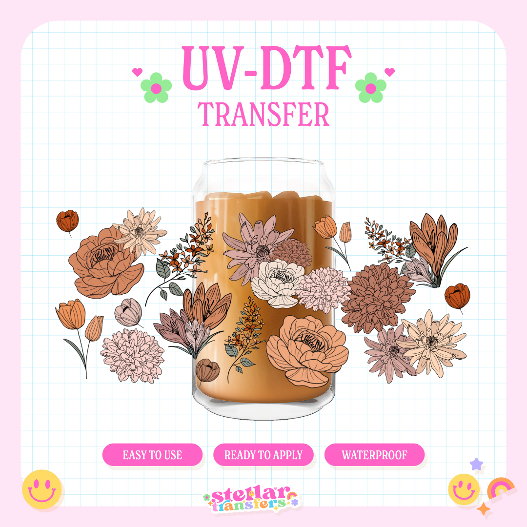 MAUVE FLOWERS - 16 OZ UV DTF