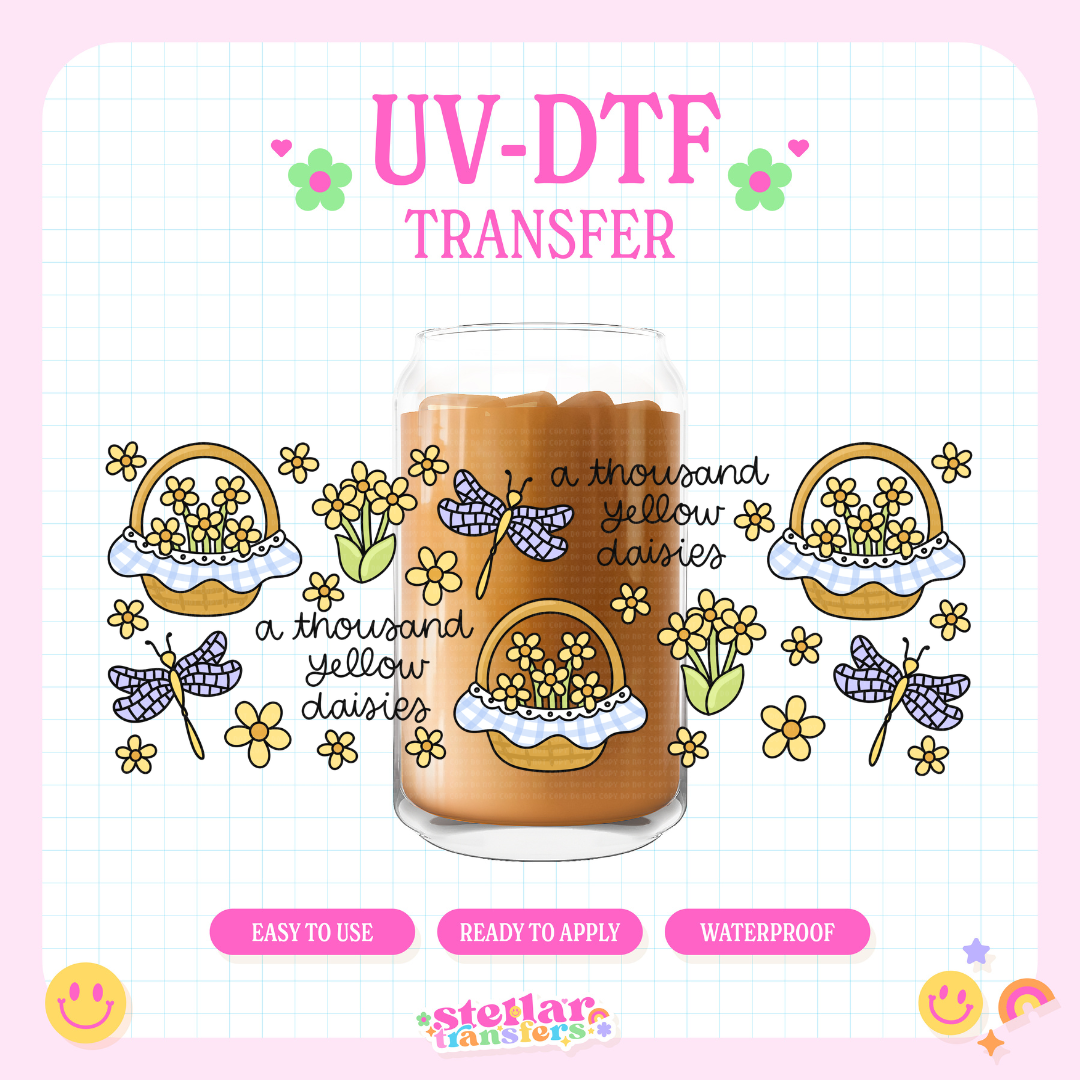 YELLOW DAISIES - 16 OZ UV DTF