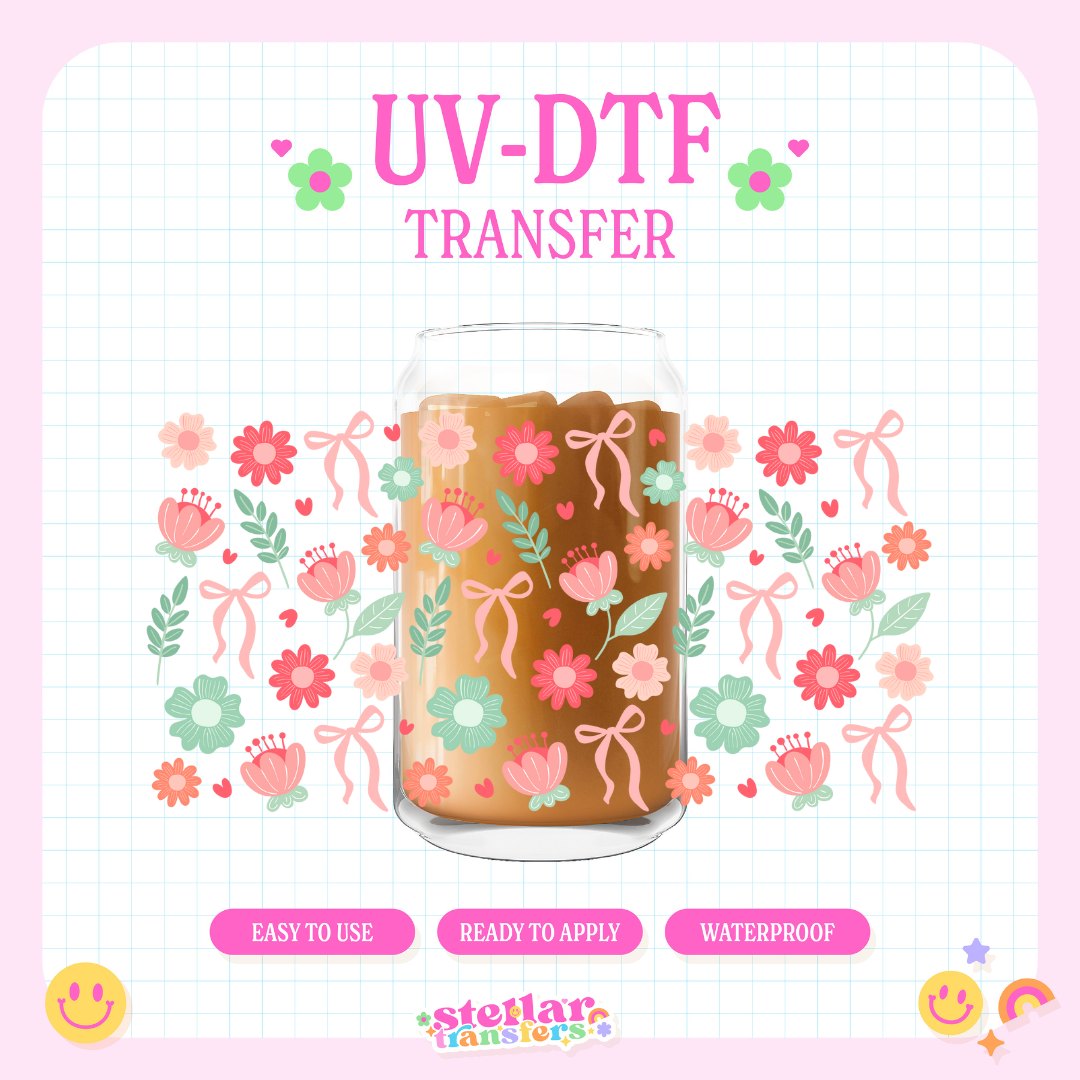 COQUETTE BOW FLORAL - 16 OZ UV DTF