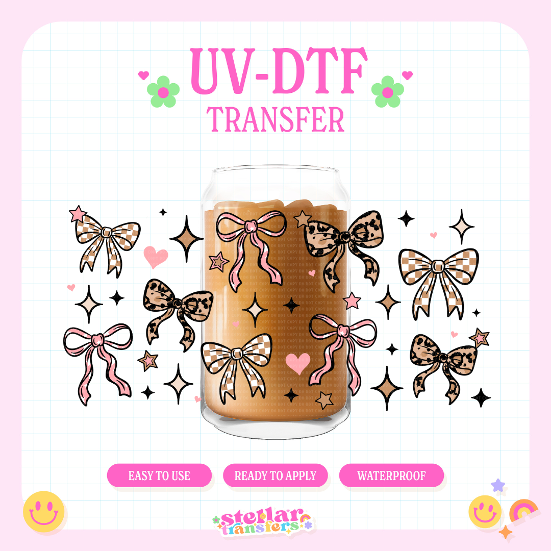 GIRLY BOWS - 16 OZ UV DTF