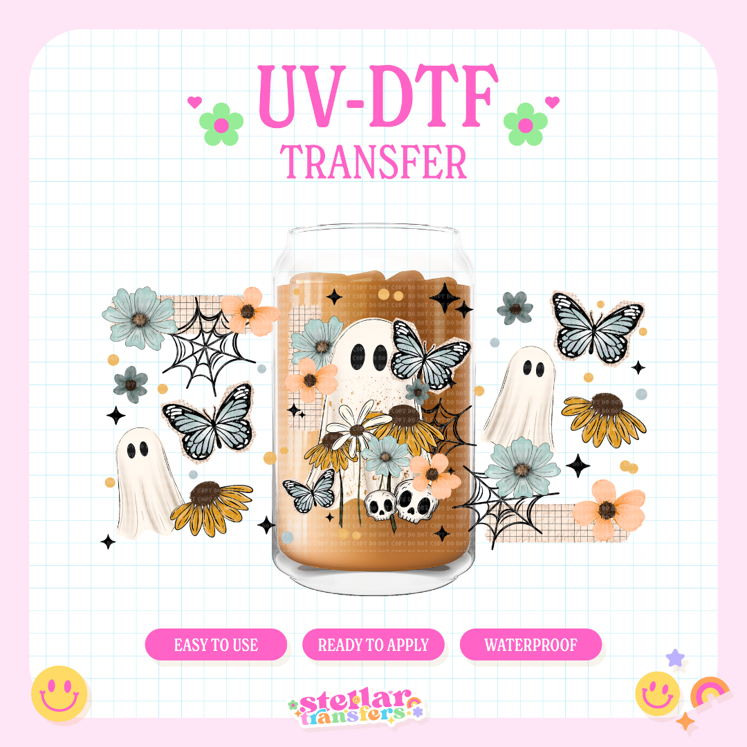 SPRING FLORAL GHOSTS - 16 OZ UV DTF