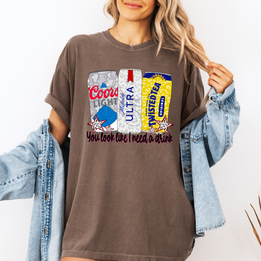 I NEED A DRINK - CLEAR FILM SCREEN PRINT