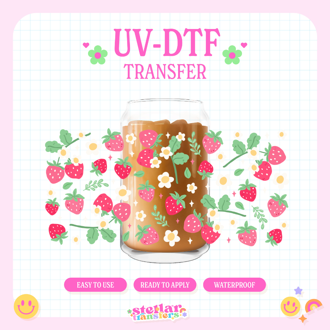 DAISY STRAWBERRY- 16 OZ UV DTF