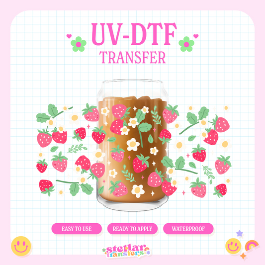 DAISY STRAWBERRY- 16 OZ UV DTF