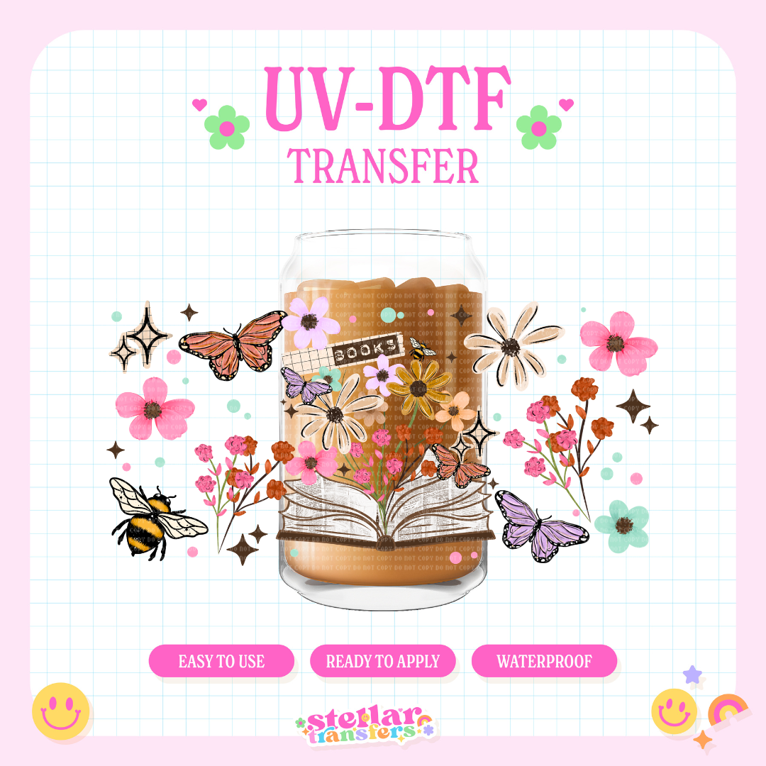 FLOWER SPRING BOOKS - 16 OZ UV DTF