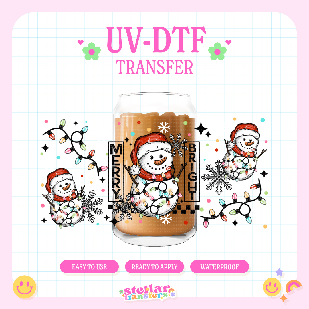 SNOWMAN MERRY & BRIGHT - 16 OZ UV DTF