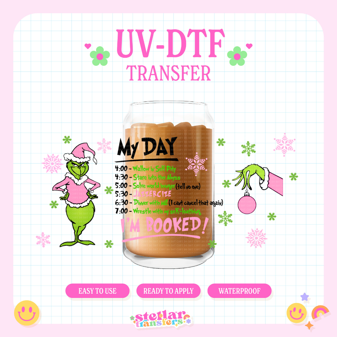 PINK MY DAY I'M BOOKED - 16 OZ UV DTF