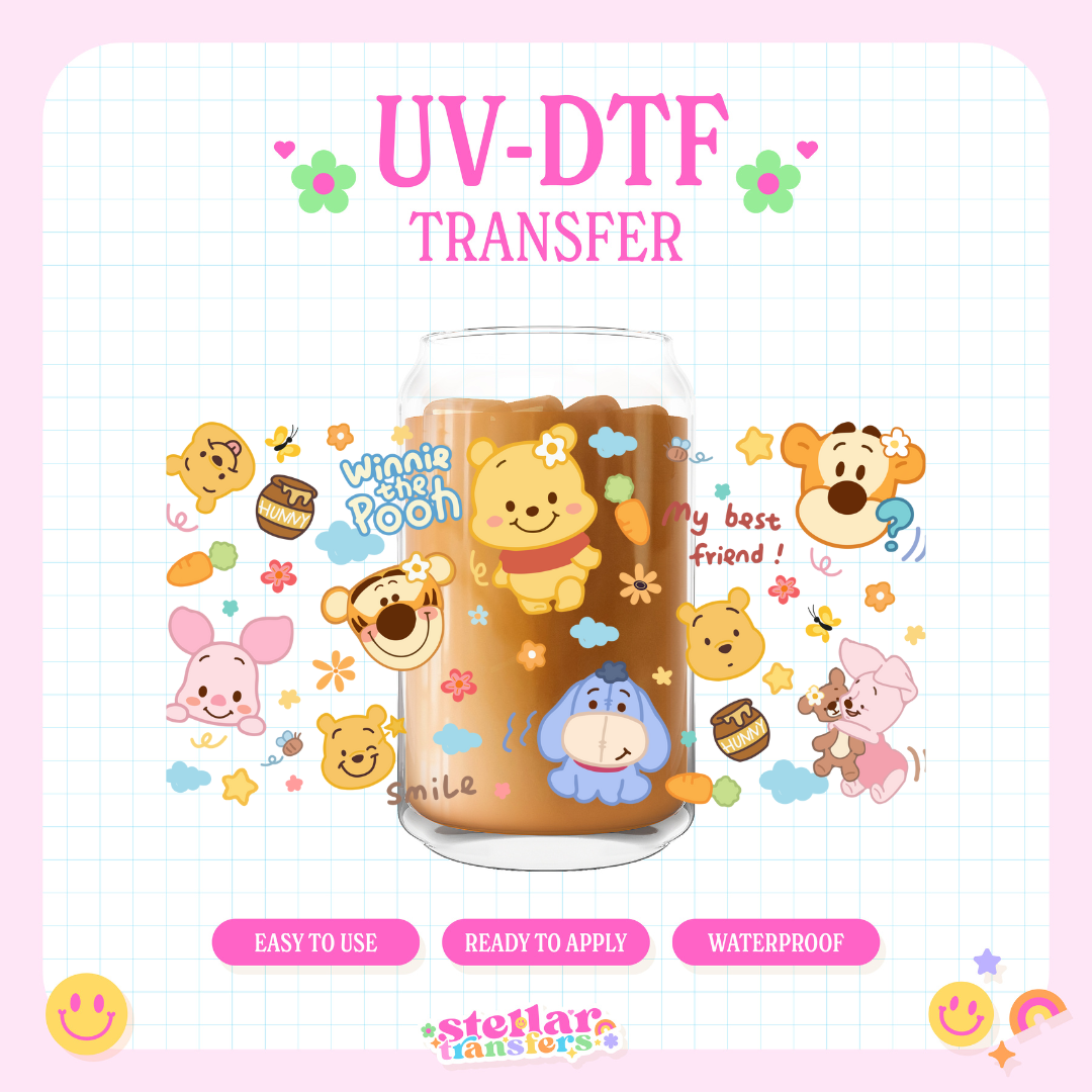 HONEY BEAR DOODLES - 16 OZ UV DTF