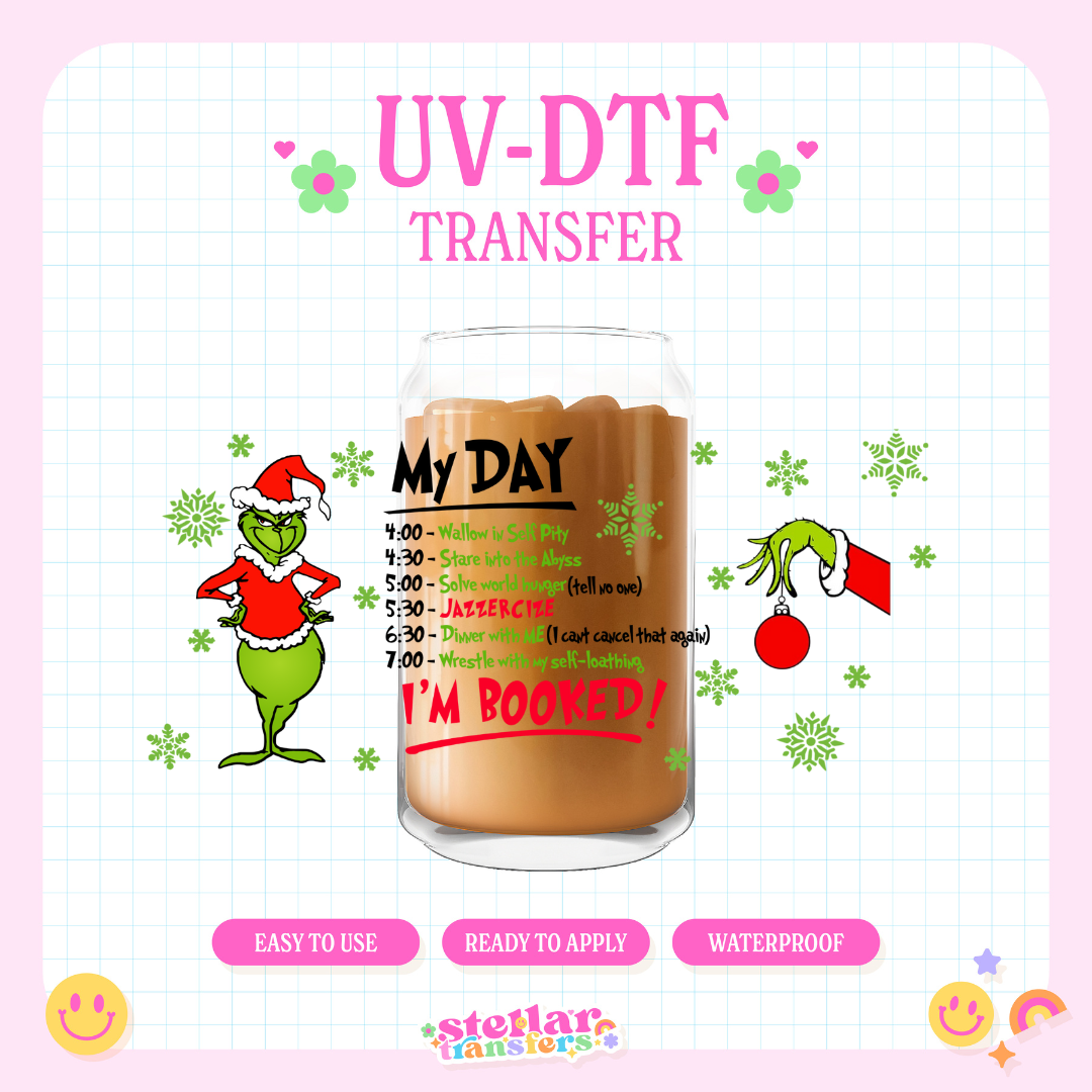 RED MY DAY IS BOOKED - 16 OZ UV DTF