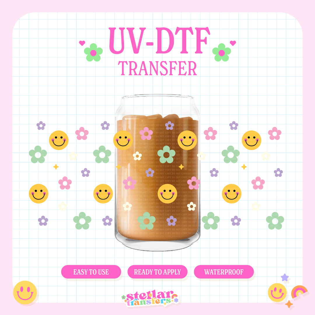 SMILEY DOODLES - 16 OZ UV DTF
