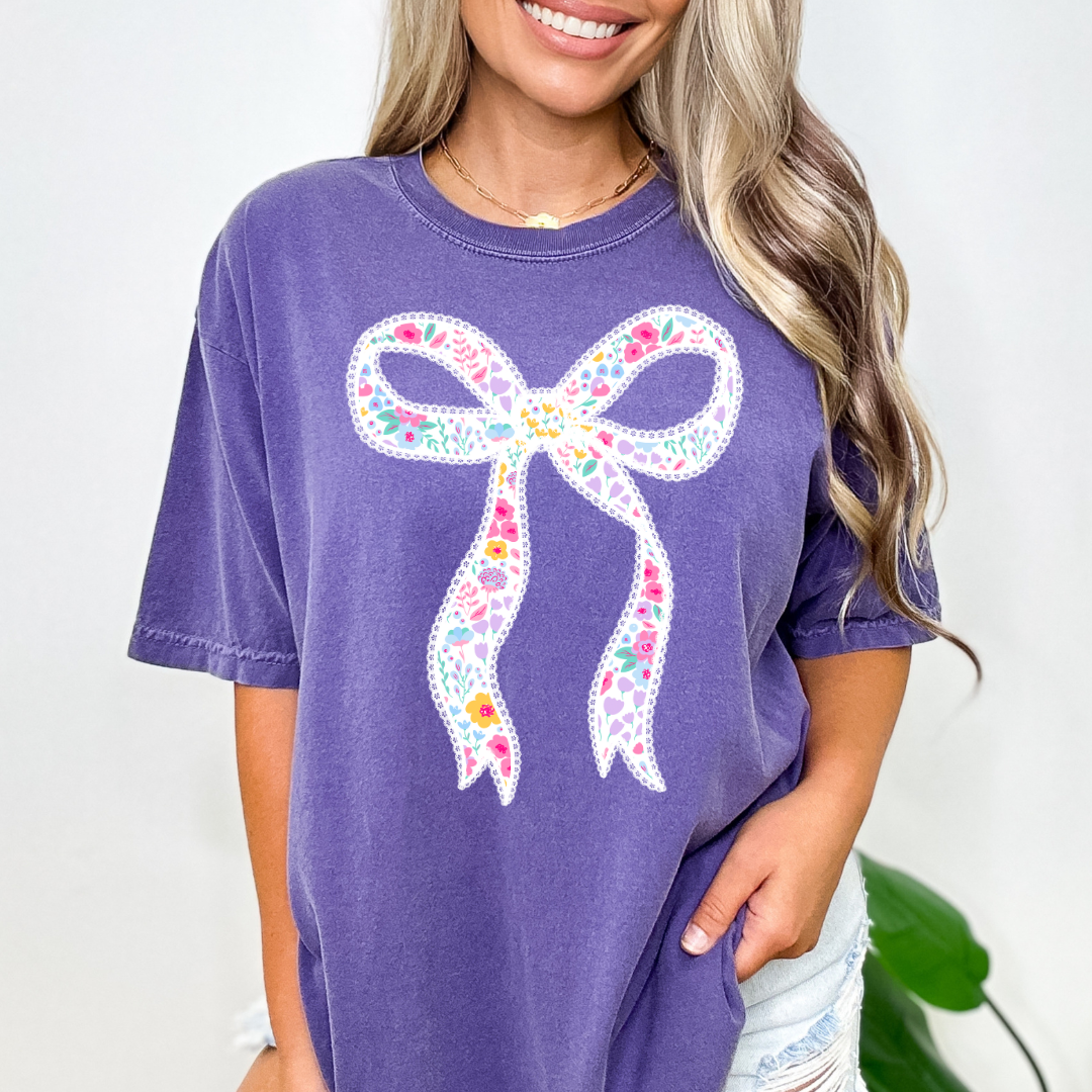 FLORAL BOW - CLEAR FILM SCREEN PRINT