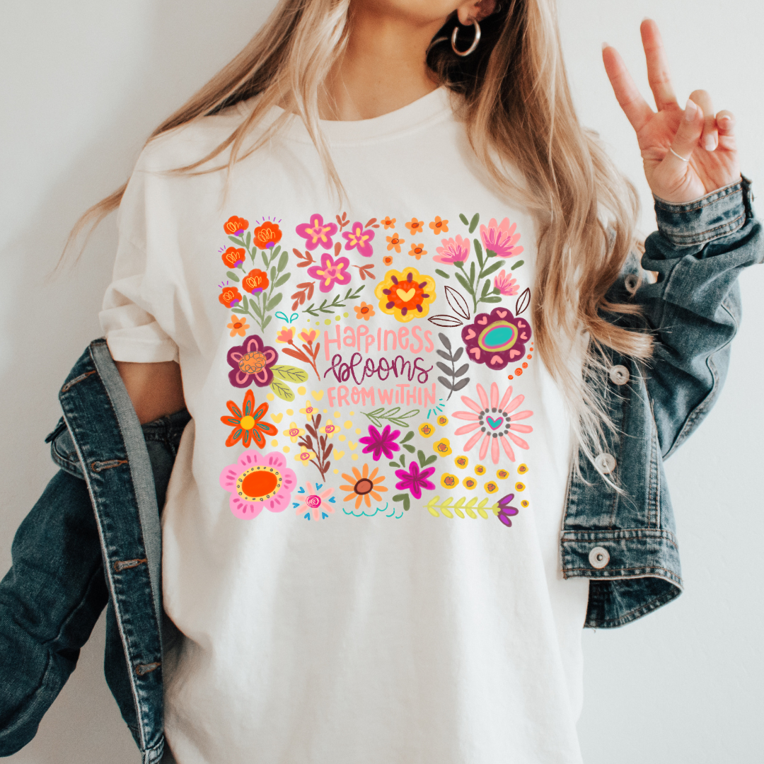 HAPPINESS BLOOMS FROM WITHIN - CLEAR FILM SCREEN PRINT