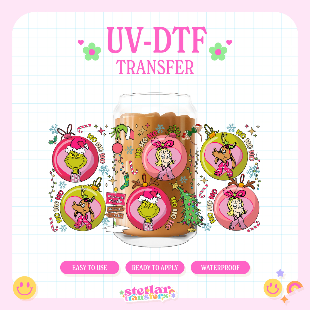 GRNCH ORNAMENTS - 16 OZ UV DTF