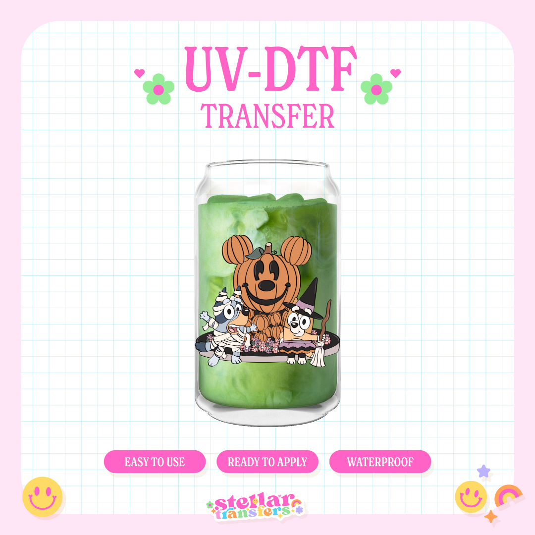 BLUE SPOOKY PUMPKIN - UV DTF DECAL
