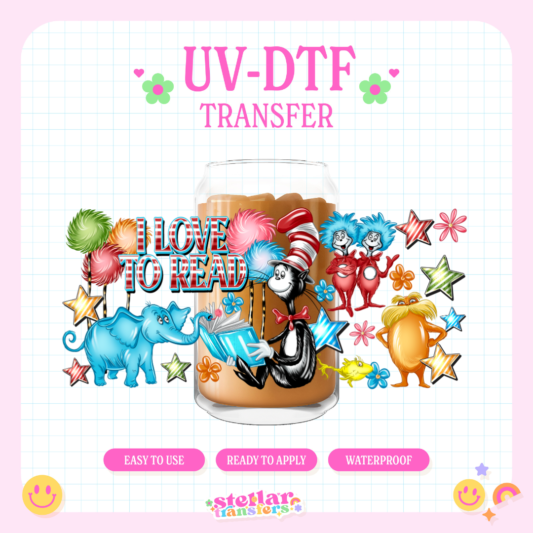 I LOVE TO READ - 16 OZ UV DTF