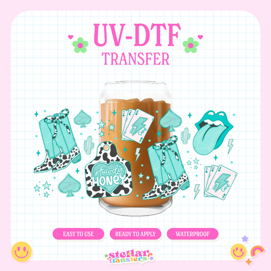 TURQUOISE HOWDY - 16 OZ UV DTF