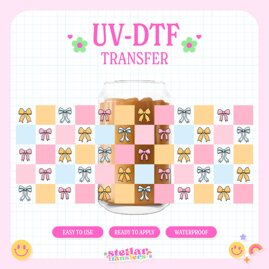 CHECKERED BOWS - 16 OZ UV DTF