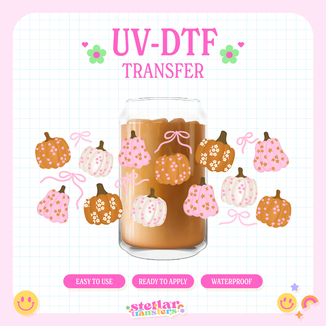 FLORAL PUMPKINS - 16 OZ UV DTF