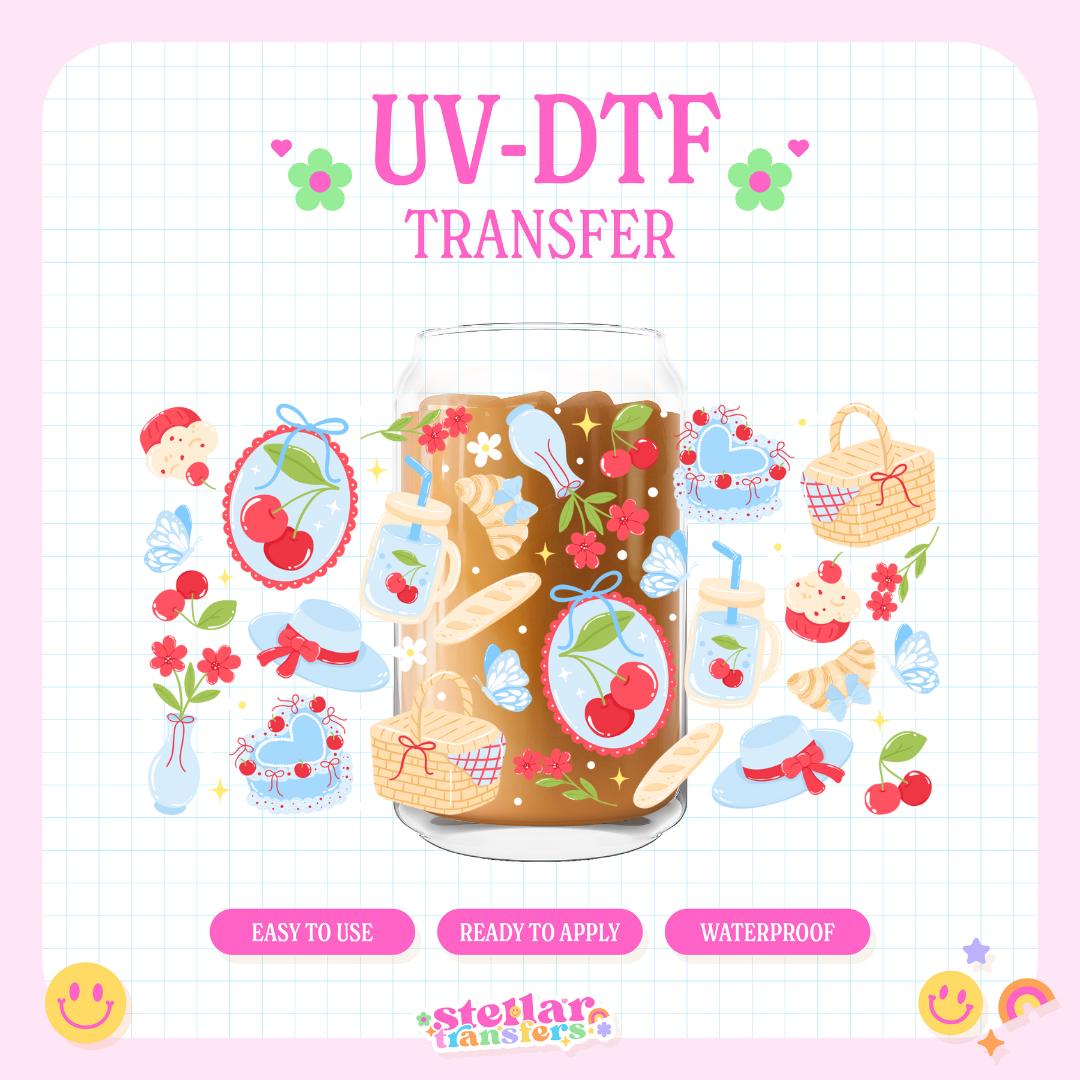 COQUETTE CHERRY PICNIC - 16 OZ UV DTF