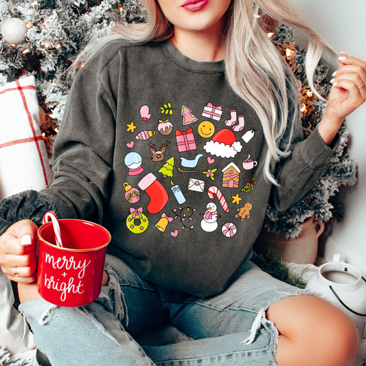 CHRISTMAS DOODLES  - CLEAR FILM SCREEN PRINT