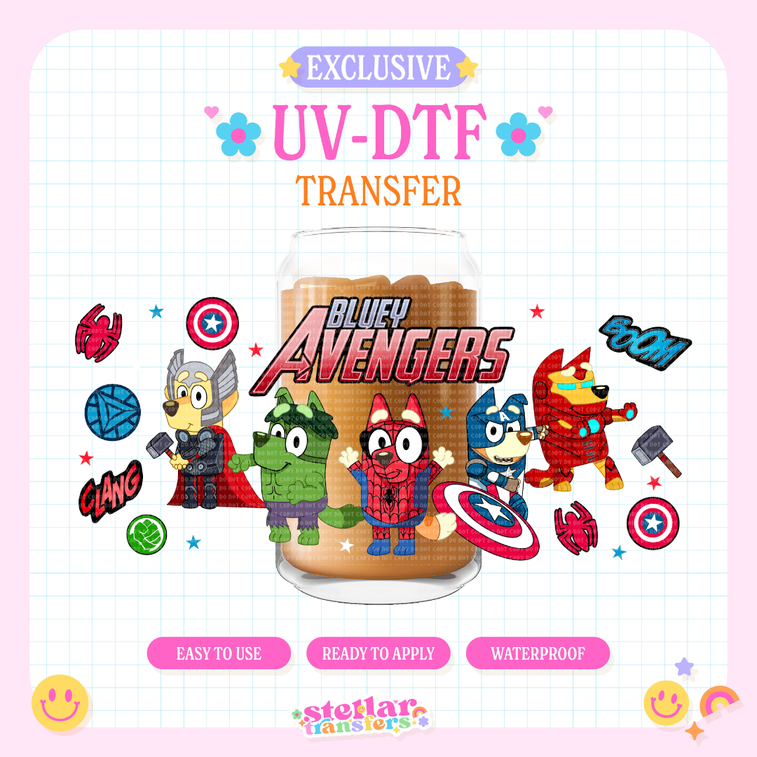 BLUE SUPER HEROS EXCLUSIVE - 16 OZ UV DTF