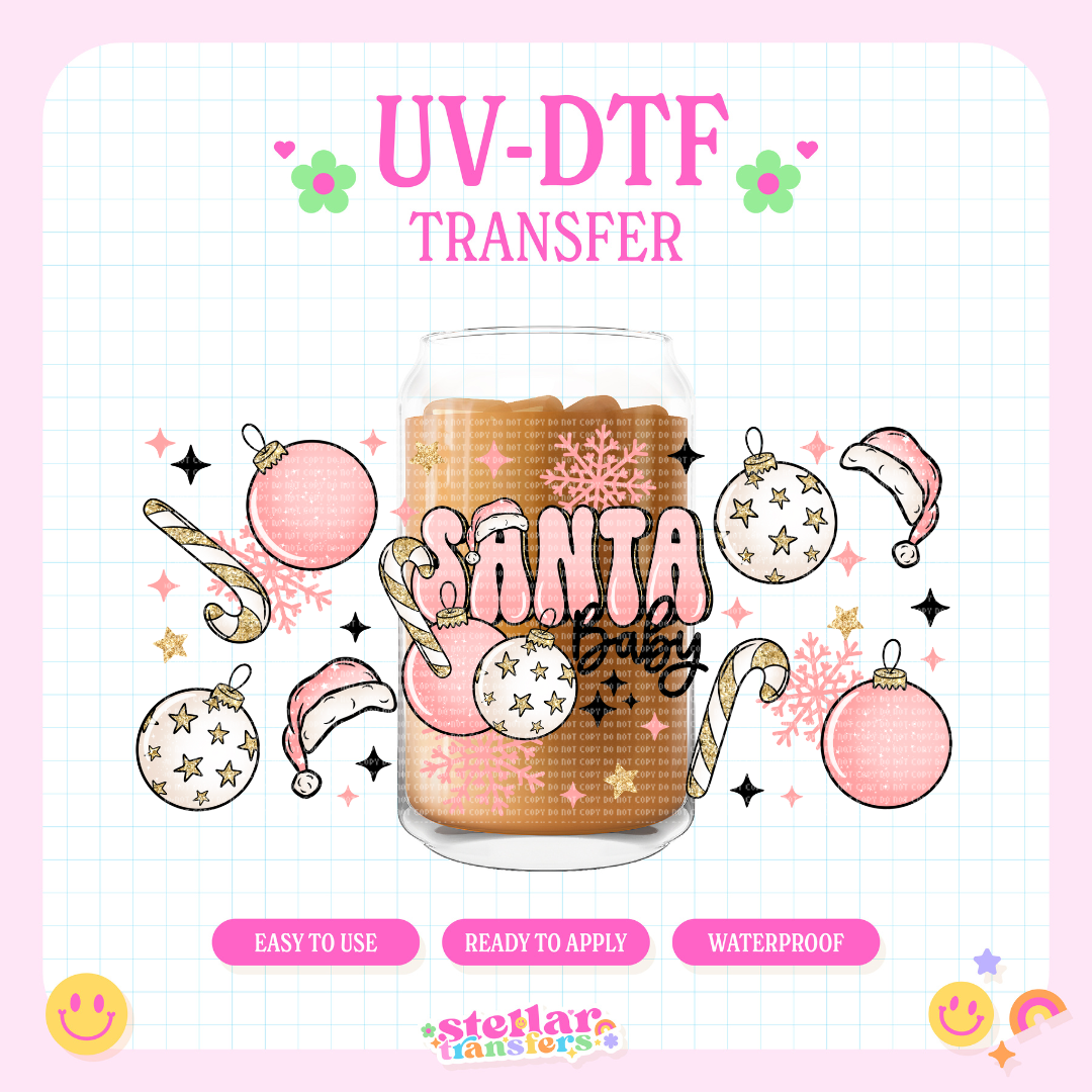 PINK SANTA BABY - 16 OZ UV DTF