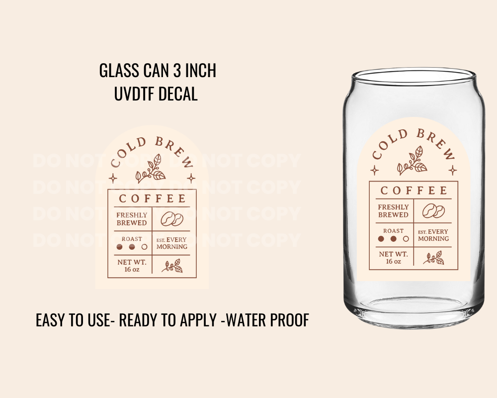 BEIGE COFFEE LABEL- UV DTF DECAL